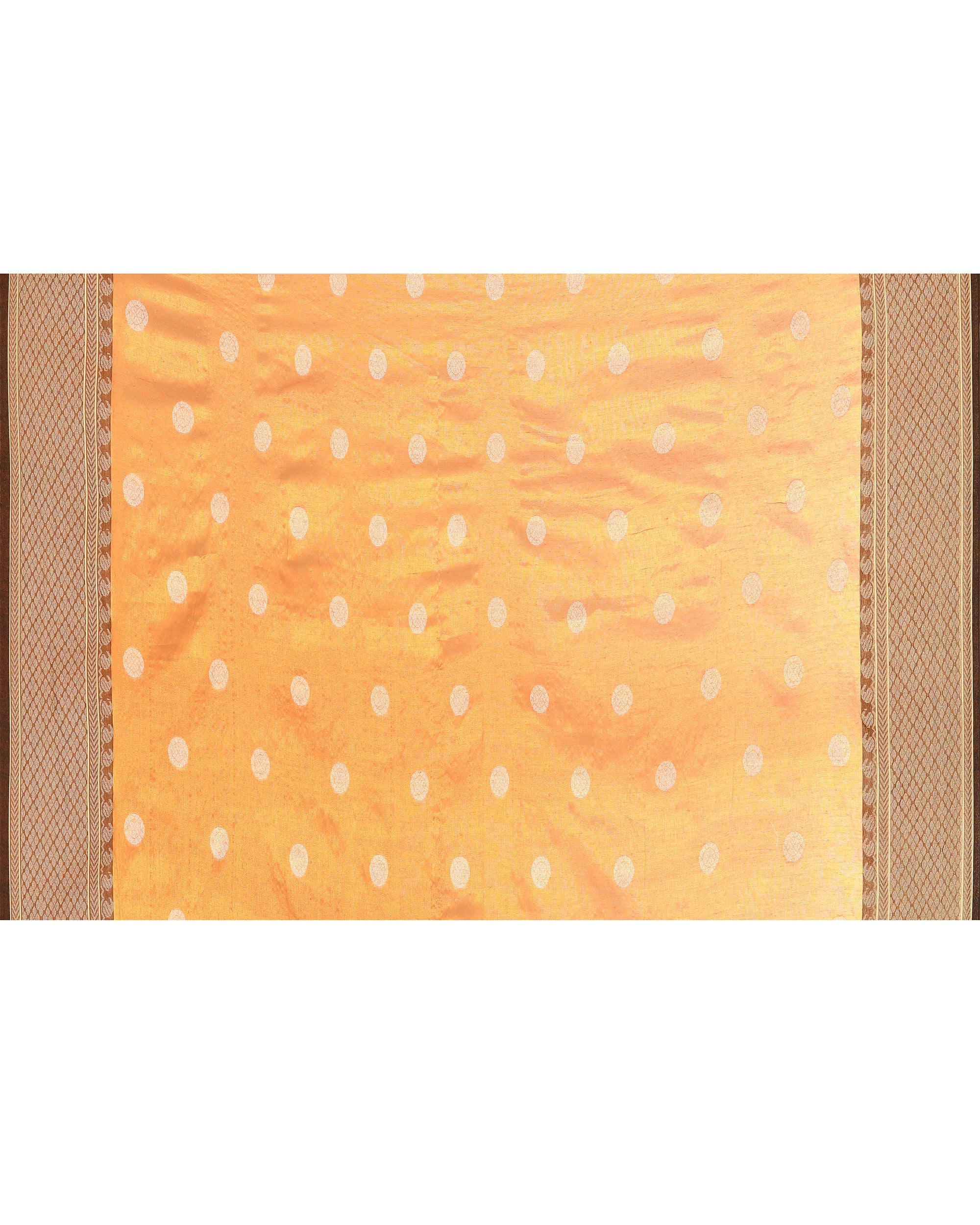 Orange Zari Cotton Tissue Jamdani Saree with Handloom Detail