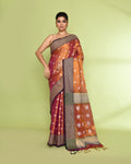 Gold Magenta dual tone handloom tissue Jamdani saree