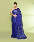 Blue Zari cotton tissue saree with delicate sequin embellishments and vibrant borders