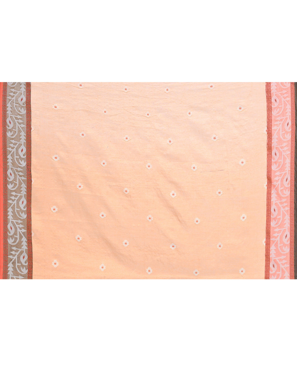 Gold Zari Cotton Tissue Jamdani Saree with Red Border