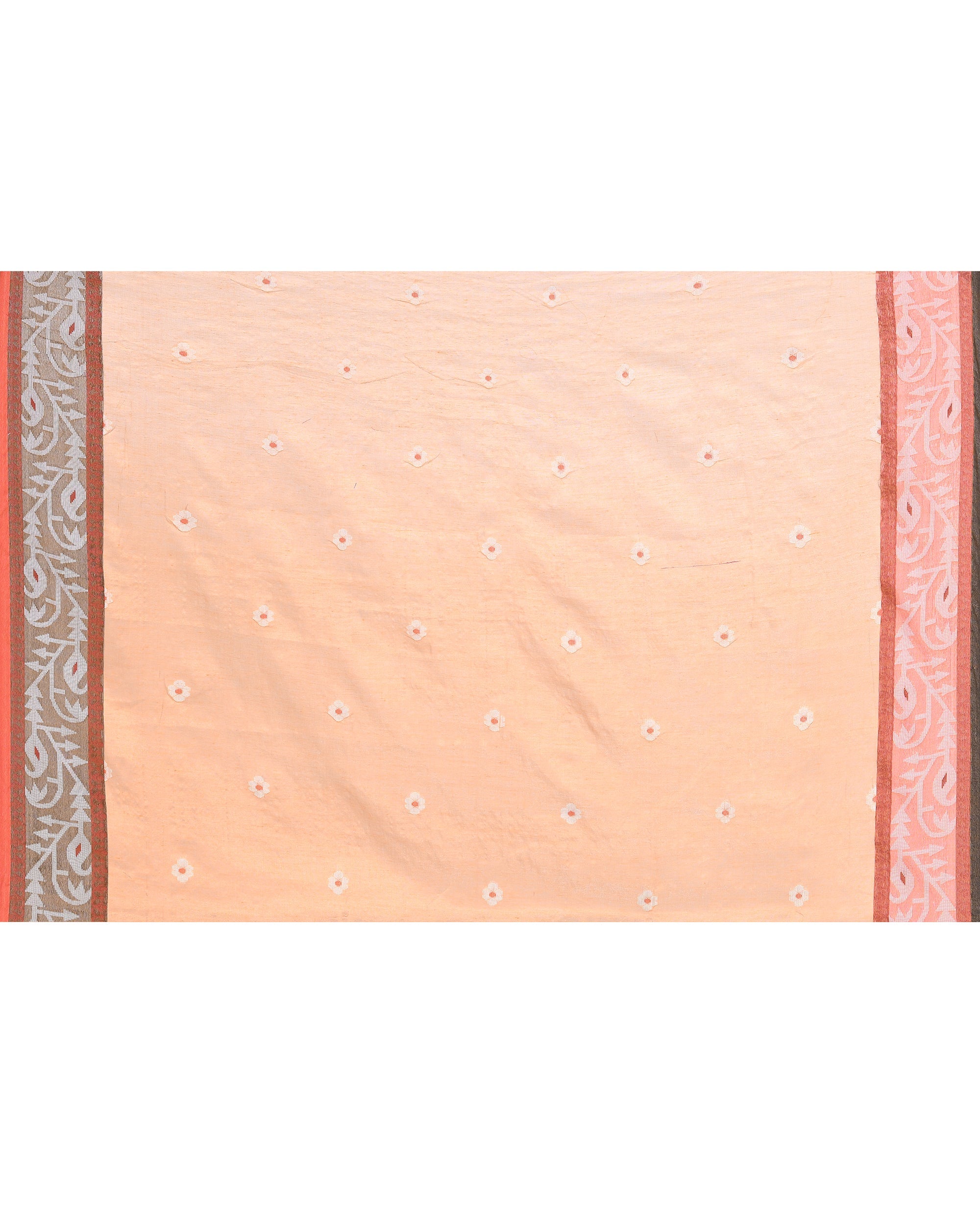 Gold Zari Cotton Tissue Jamdani Saree with Red Border