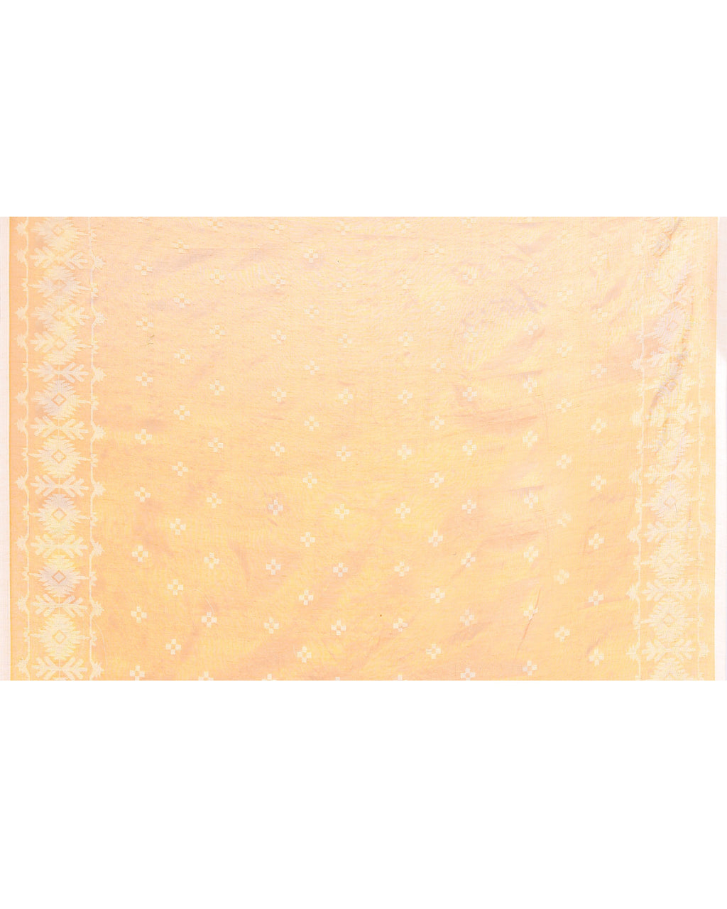 Gold Zari Cotton Tissue Jamdani Saree with Red Border