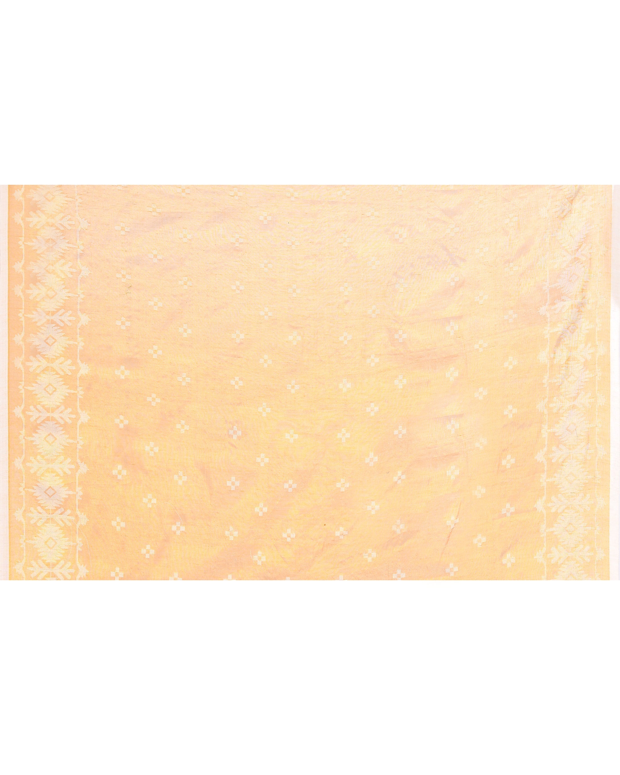 Gold Zari Cotton Tissue Jamdani Saree with Red Border