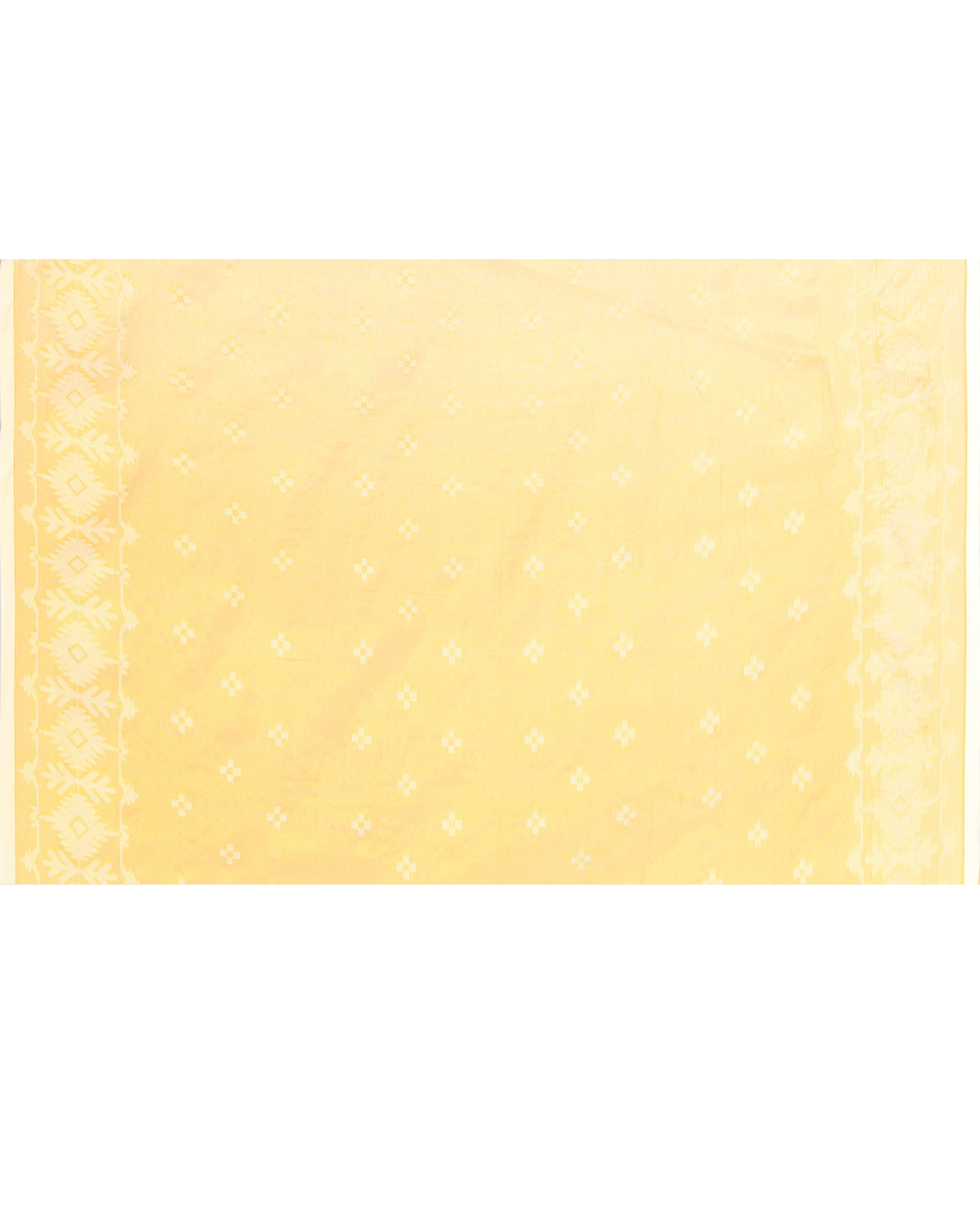 Yellow Zari Cotton Tissue Jamdani Saree with Dual Tone