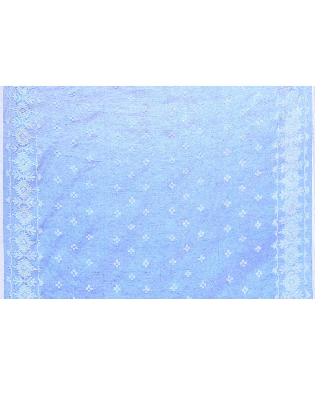 Blue Zari Cotton Tissue Jamdani Saree with Dual Tone Weave