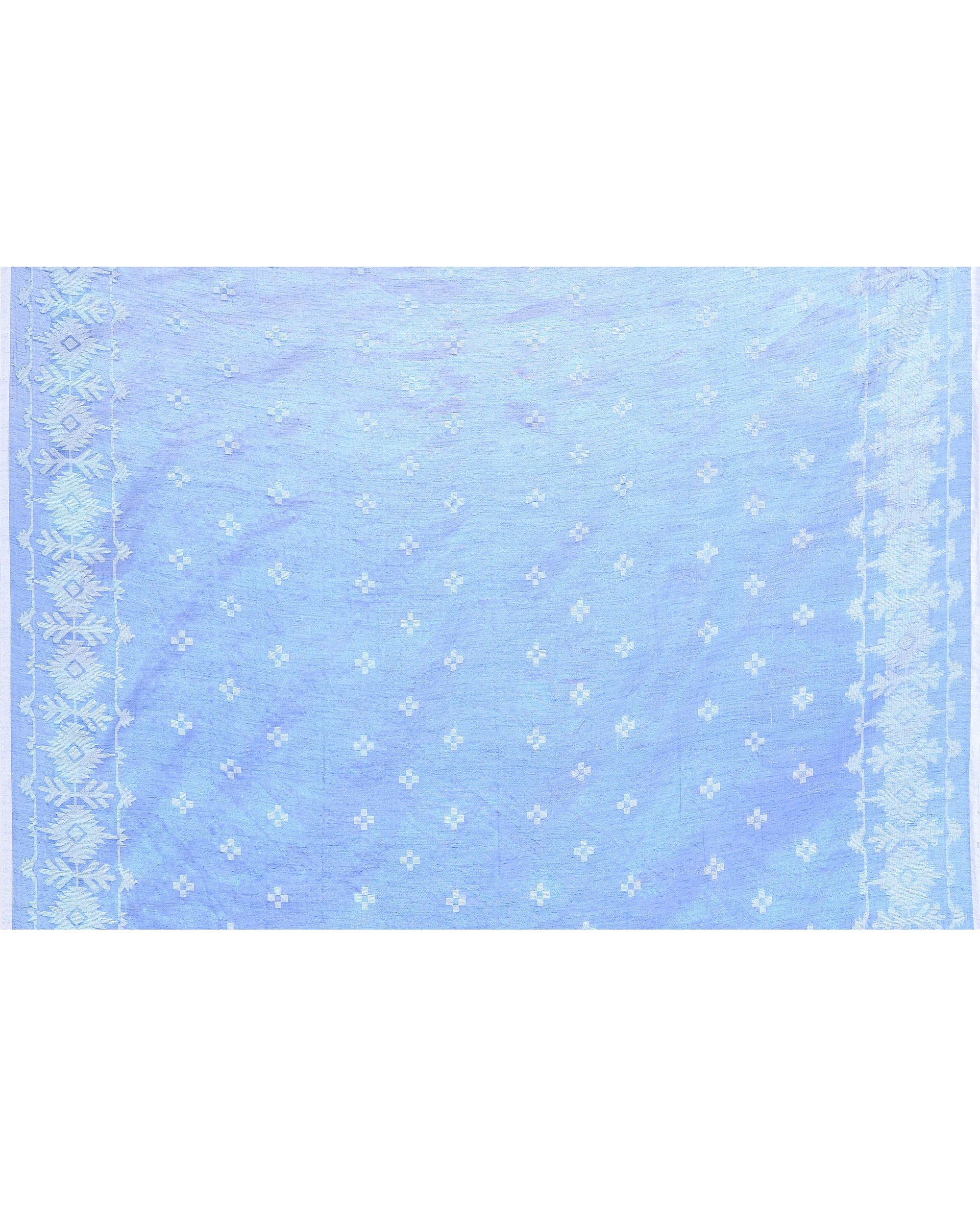 Blue Zari Cotton Tissue Jamdani Saree with Dual Tone Weave