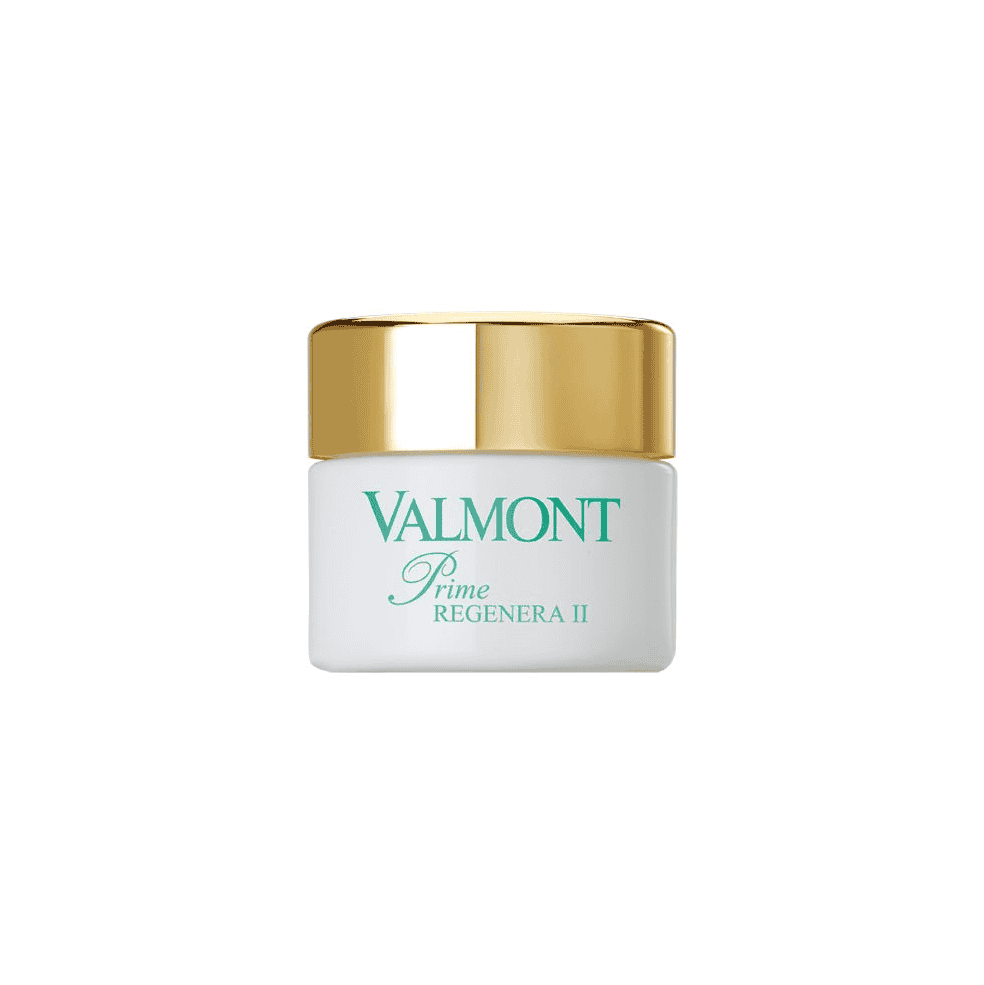 Valmont Prime Regenera II luxury cream jar in white and gold packaging