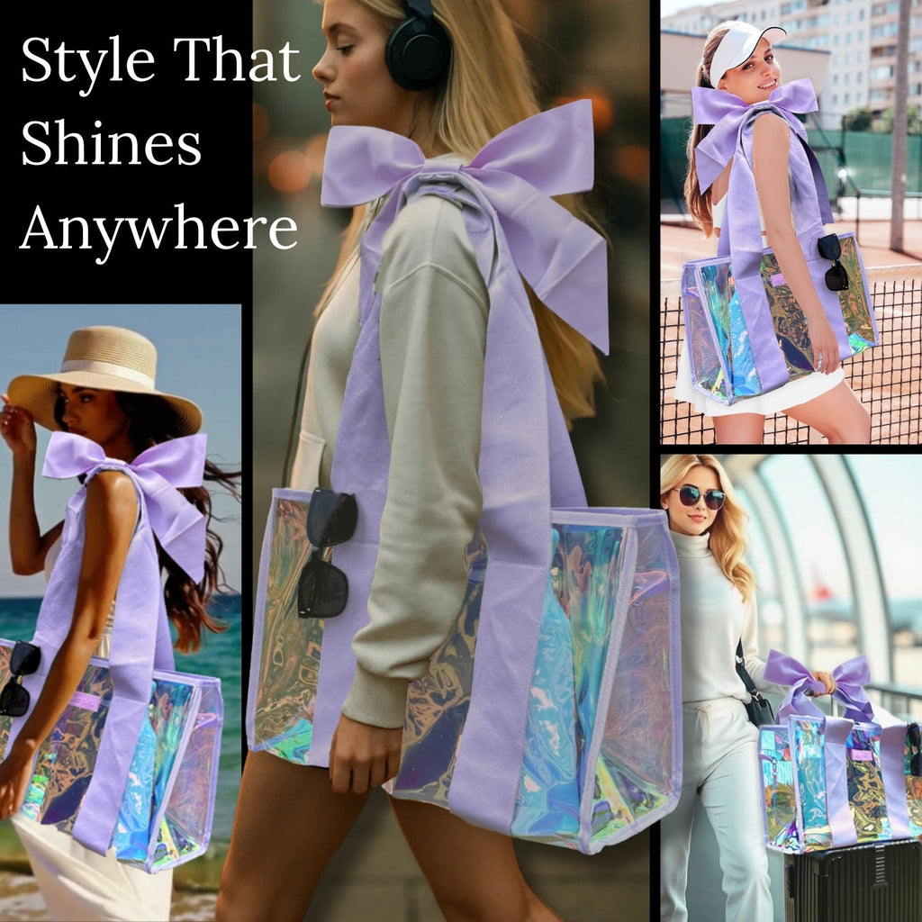 BowMe Prism Tote with Phone Pouch in Prism Pink & Purple