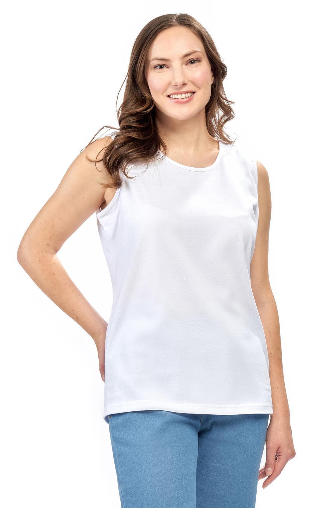 Women's Classic Relaxed Fit Sleeveless Tank Top in Cotton Blend