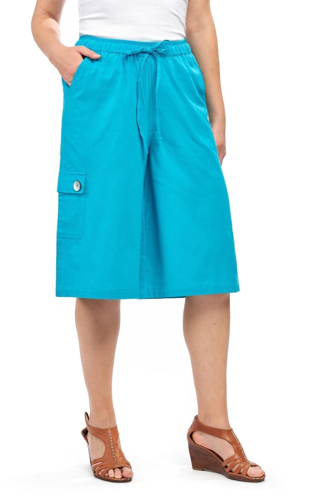 Women's Calcutta Cotton Split Skirt Culottes with Cargo Pockets