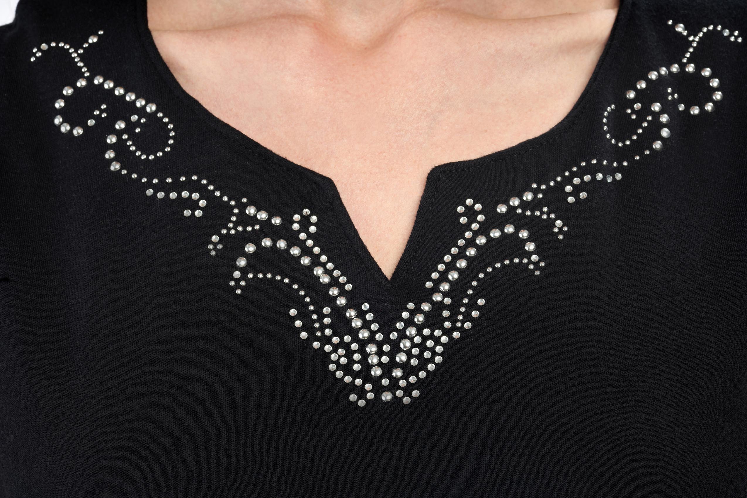 Women's Rhinestone Notch V-Neck Sleeveless Knit Tank Top