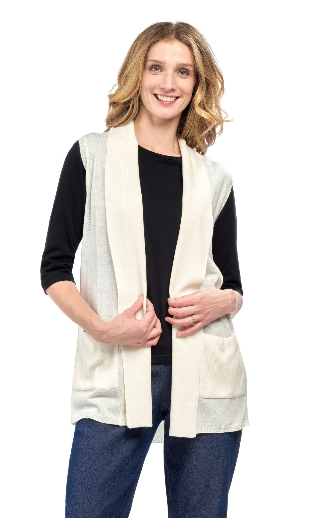 Women's Sleeveless Open Front Shawl Collar Vest Soft Knit Layer