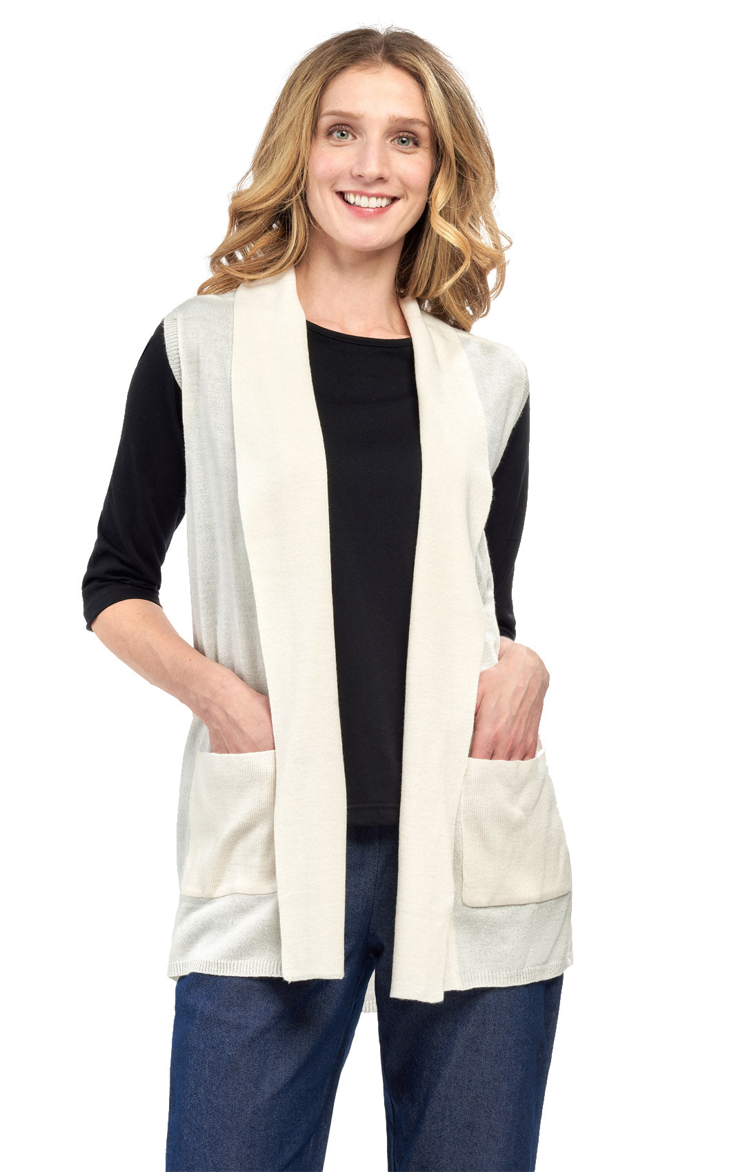 Women's Sleeveless Open Front Shawl Collar Vest Soft Knit Layer