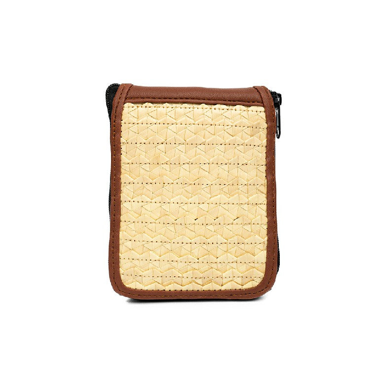 Woven Rattan and Canvas Zippered Pouch Eco-Friendly Travel Case - Image 8