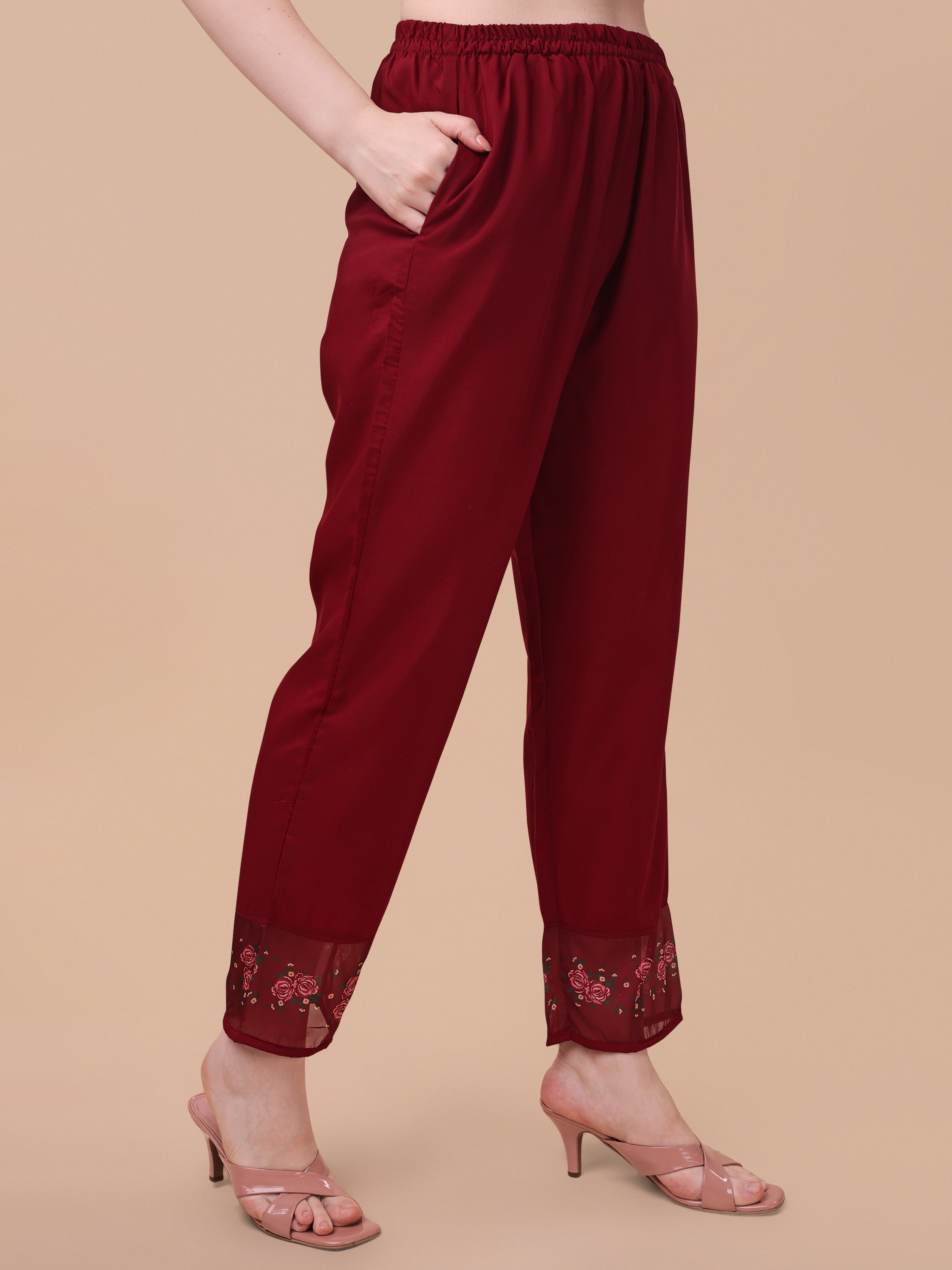 Multicolor Embroidered Rayon Kurta with Pant and Dupatta Set