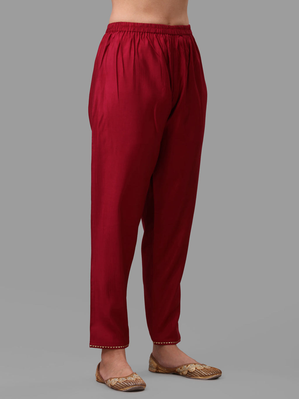 Fuchisia Embroidered Kurta Pant and Dupatta Set in Rayon