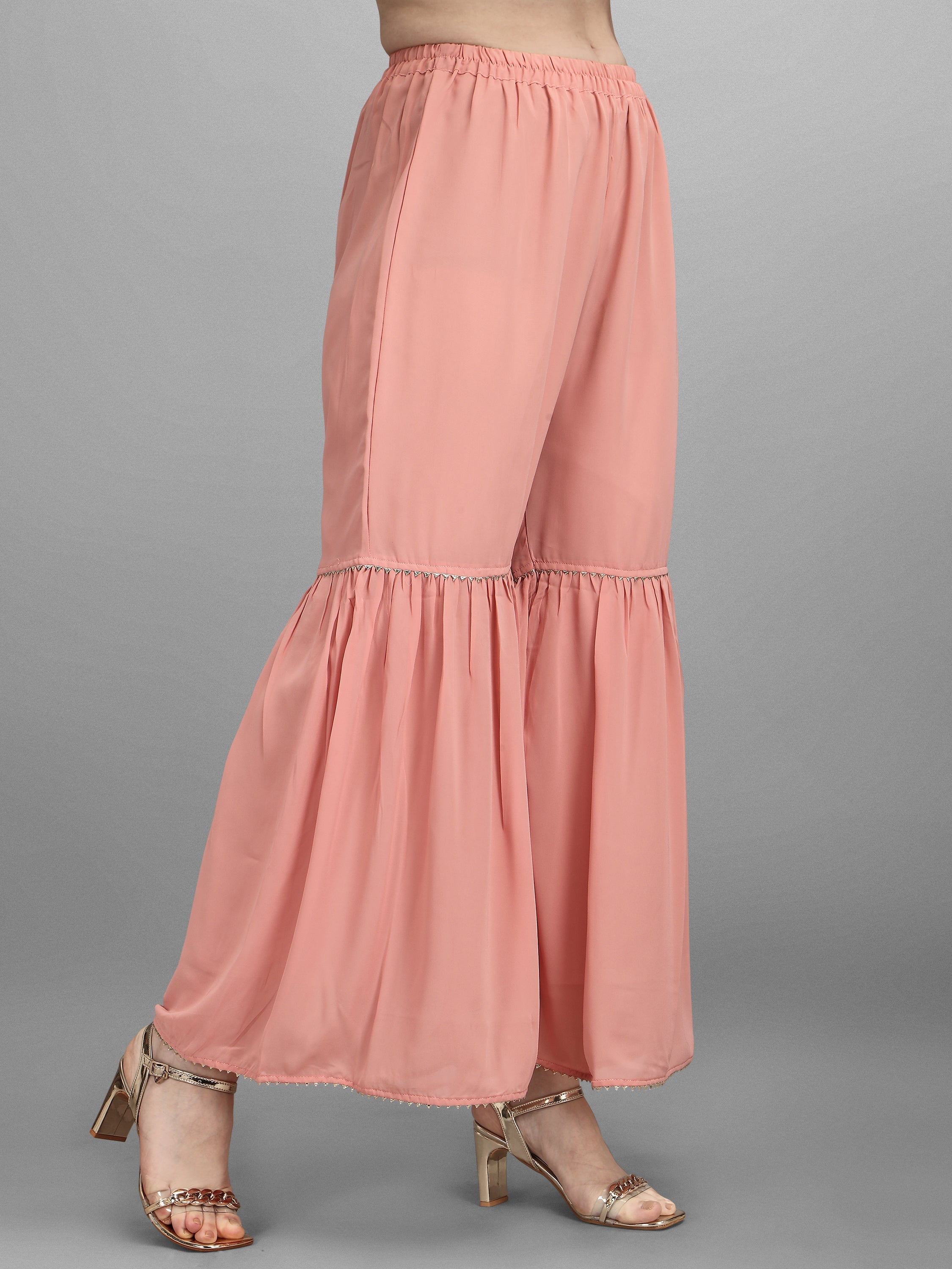 Multicolor Georgette Embellished Kurta with Sharara & Dupatta Set