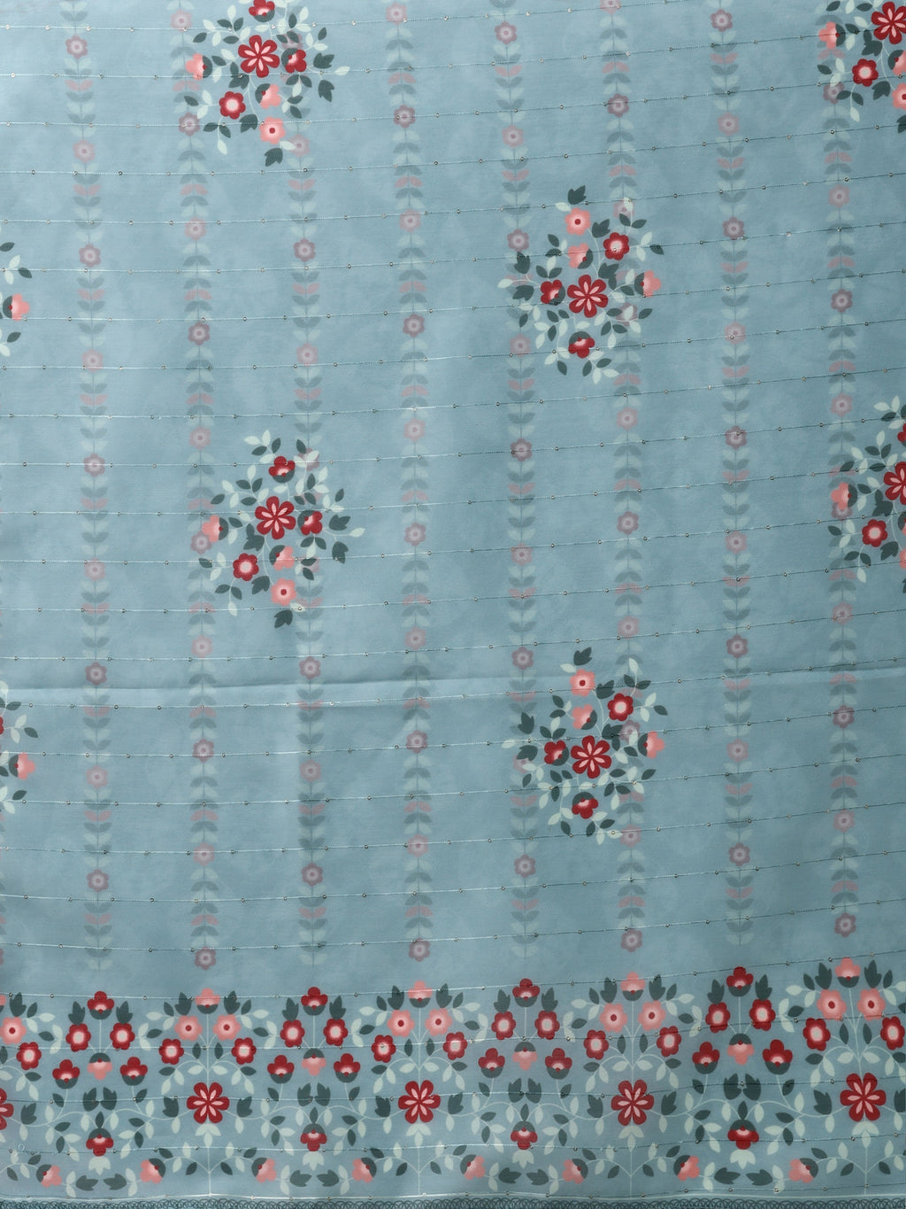 Blue Embroidered Kurta Pant and Dupatta Set in Rayon