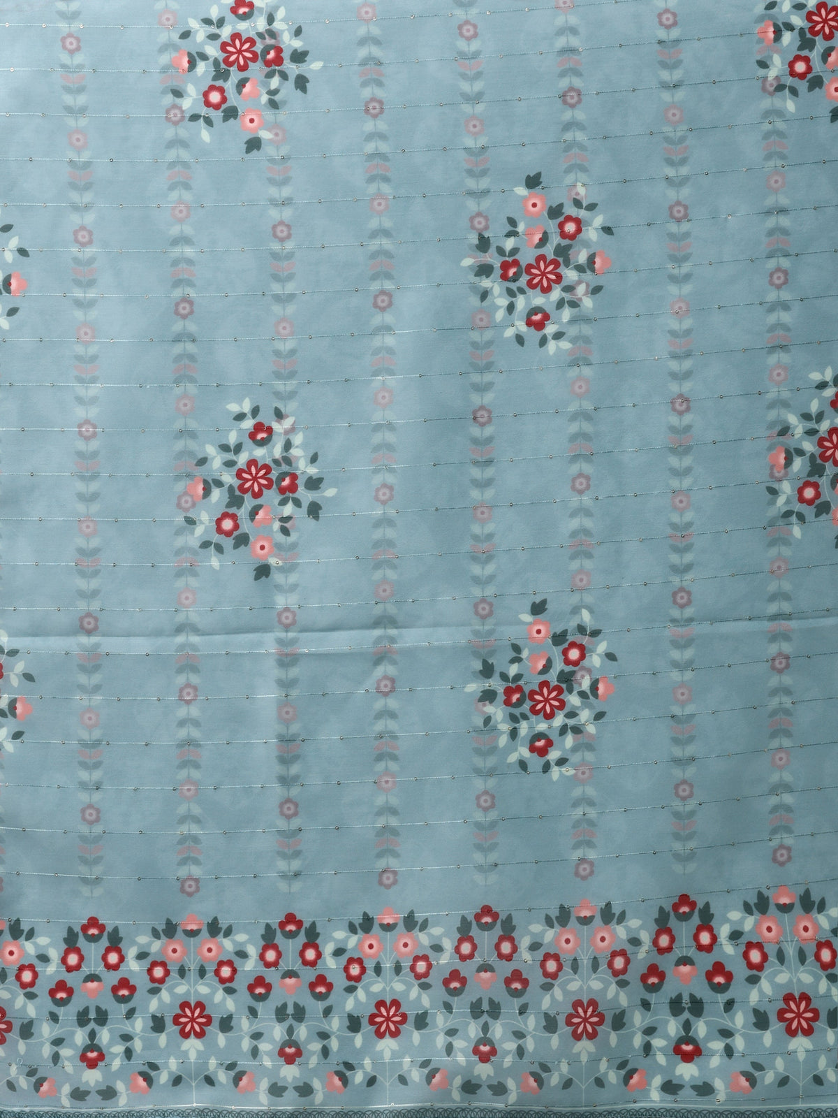 Blue Embroidered Kurta Pant and Dupatta Set in Rayon