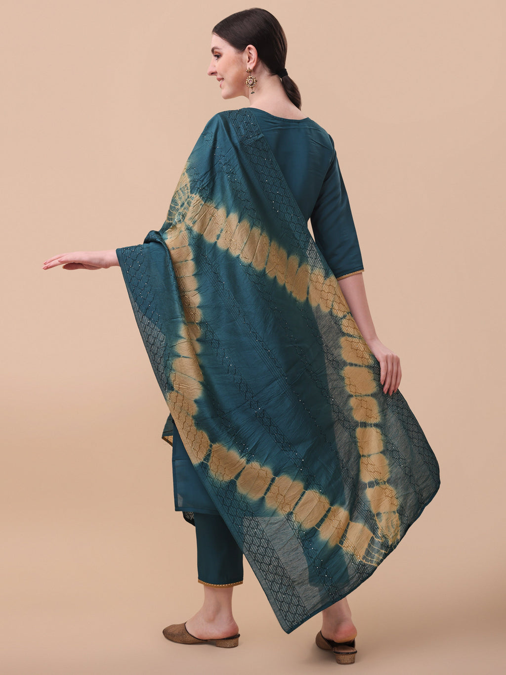 Multicolor Embroidered Kurta Set with Pant and Dupatta