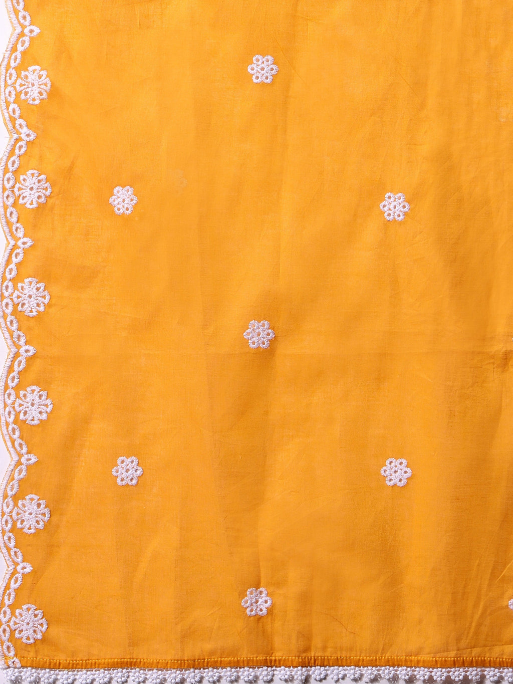 Nayra Cut Chikankari Embroidered Kurta Pant and Dupatta Set
