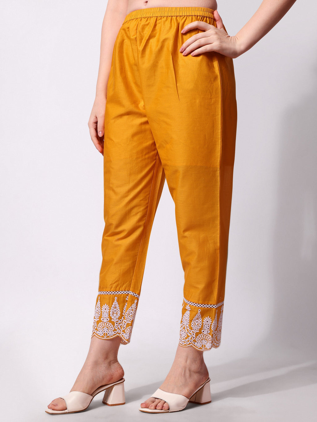 Nayra Cut Chikankari Embroidered Kurta Pant and Dupatta Set