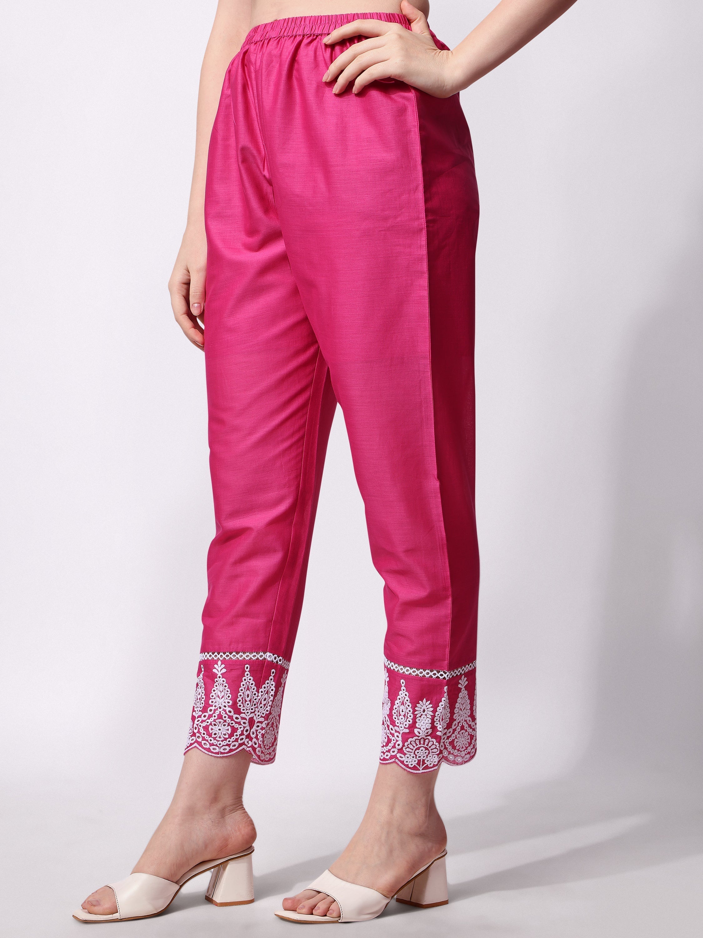 Multicolor Nayra Cut Chikankari Embroidered Kurta Set with Dupatta