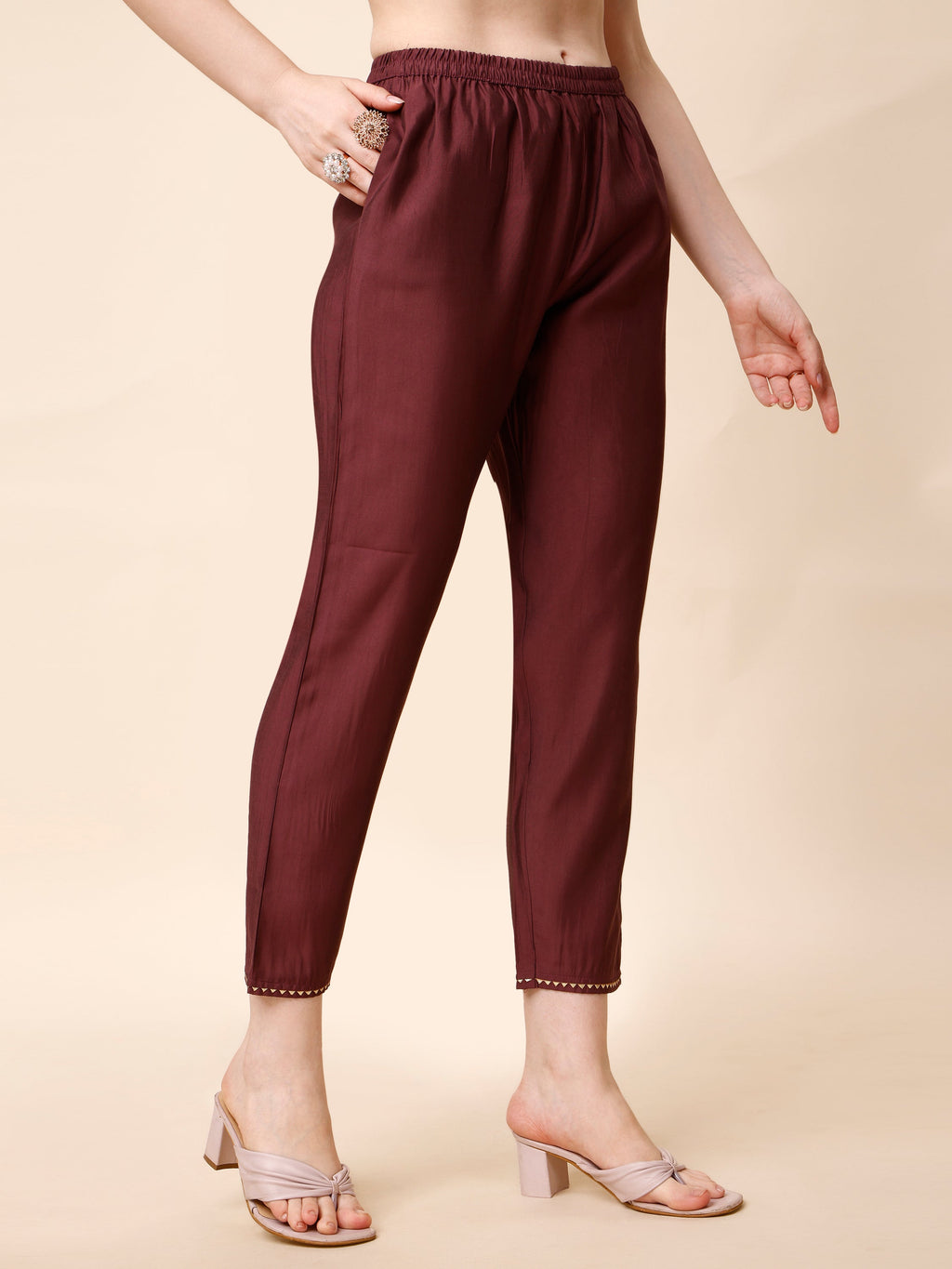Multicolor Hand Embroidered Rayon Kurta Pant and Dupatta Set