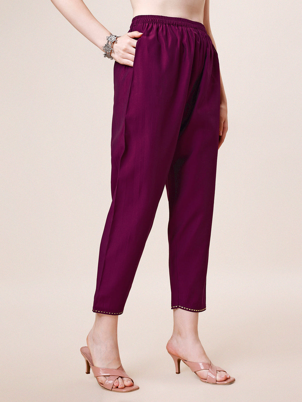 Multicolor Hand Embroidered Rayon Kurta with Pant and Dupatta