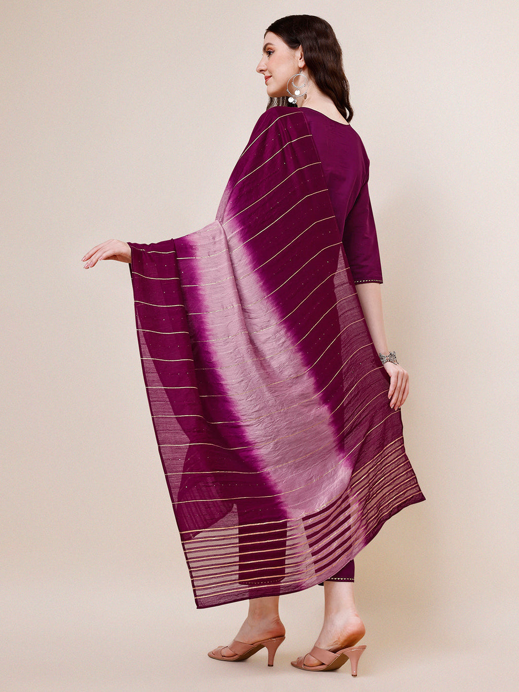 Multicolor Hand Embroidered Rayon Kurta with Pant and Dupatta
