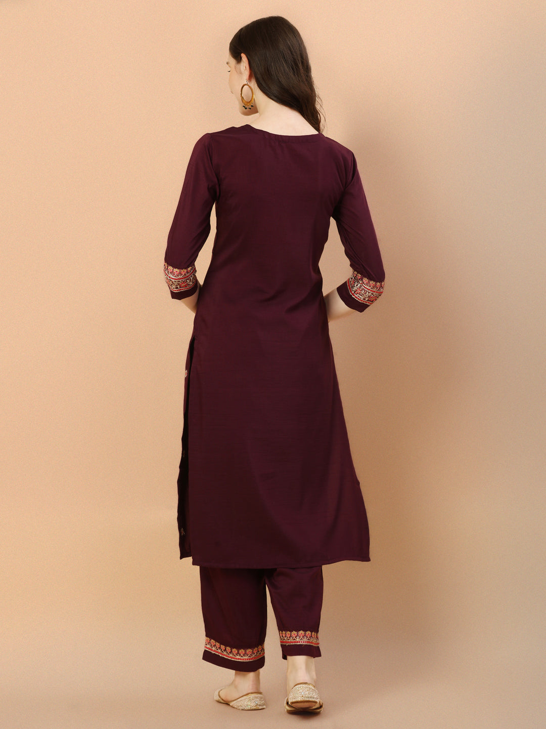 Embroidered Rayon Kurta Set with Organza Dupatta, Multicolor