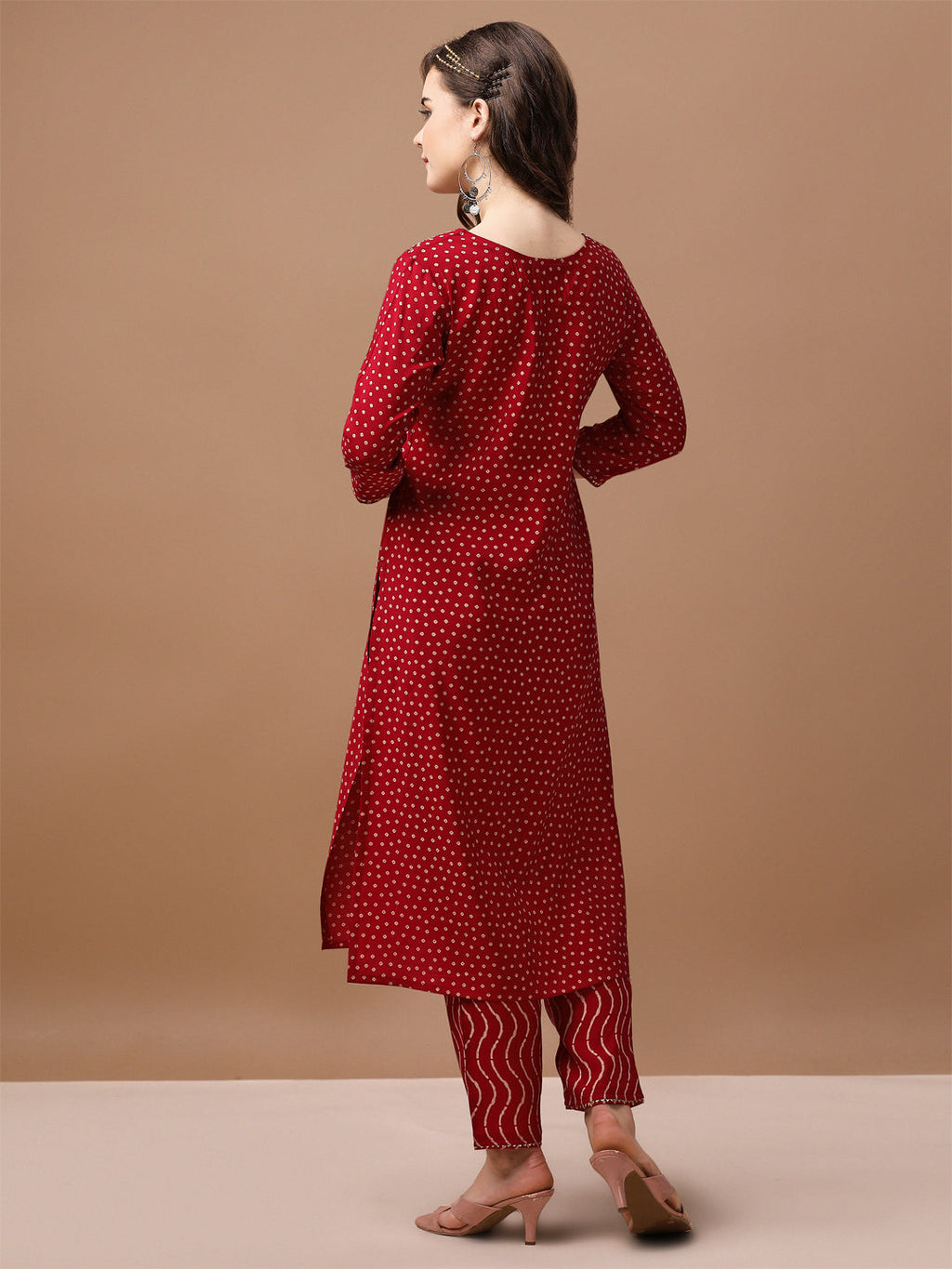 Premium Multicolor Bandhani Printed Kurta Set with Embroidery