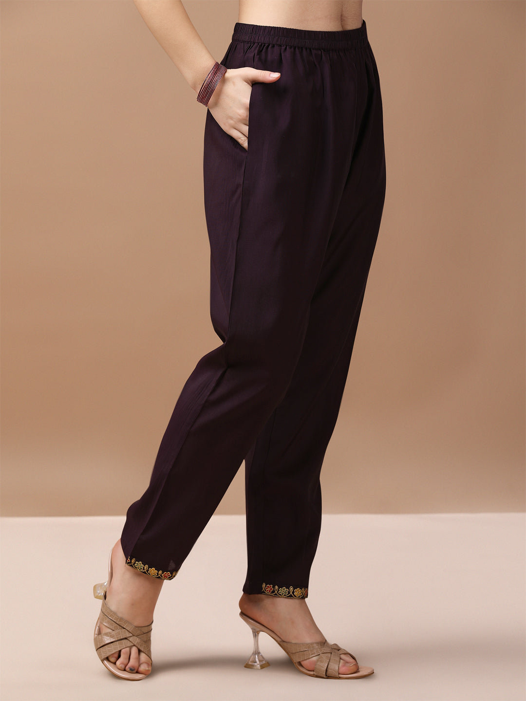 Multicolor Alia Cut Hand Embroidered Kurta Set with Pant and Dupatta