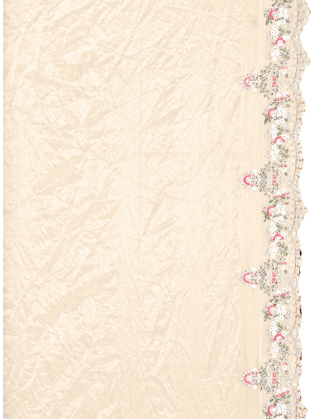Cream Hand Embroidered Banarasi Jacquard Kurta Set