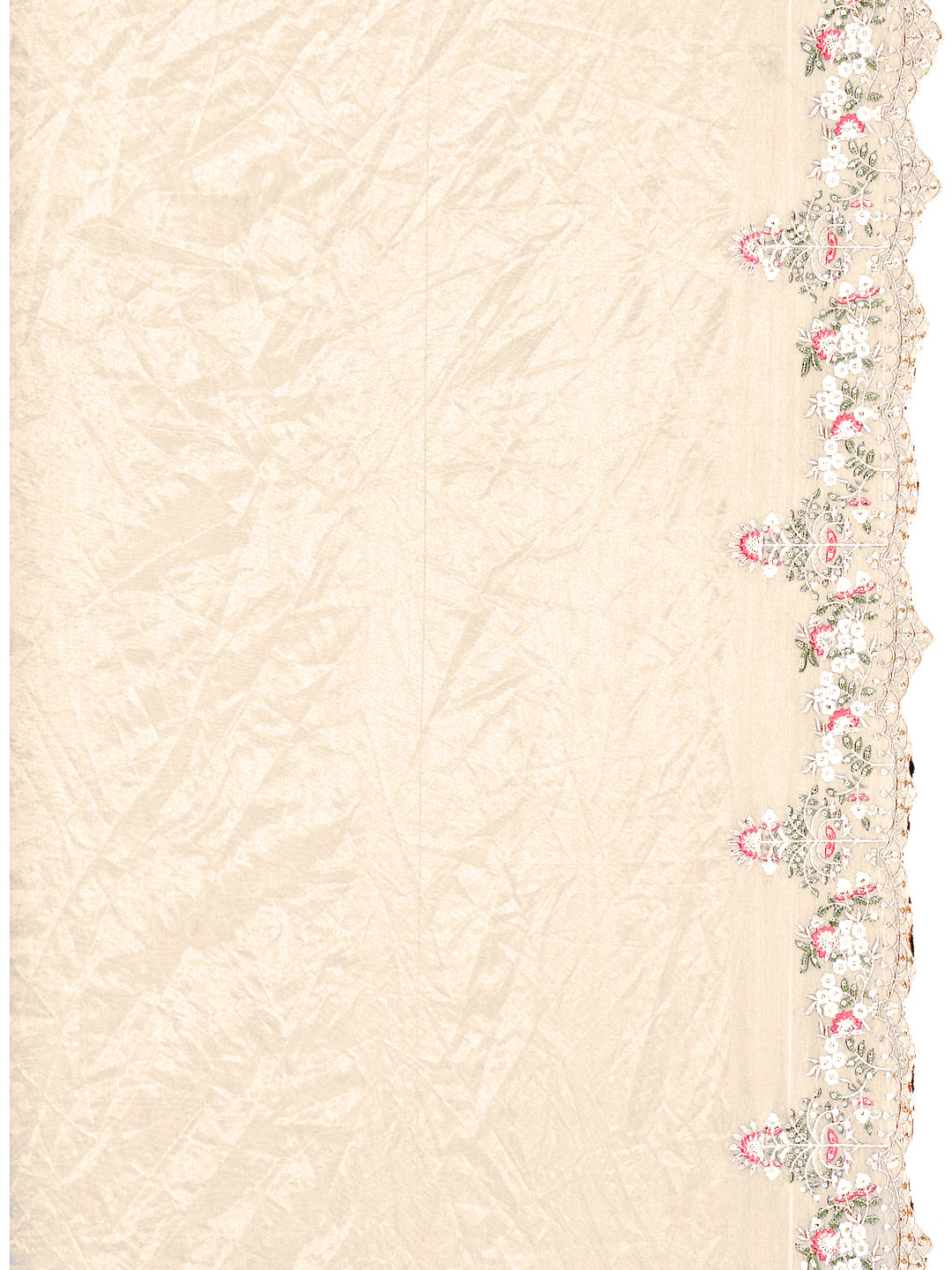 Cream Hand Embroidered Banarasi Jacquard Kurta Set