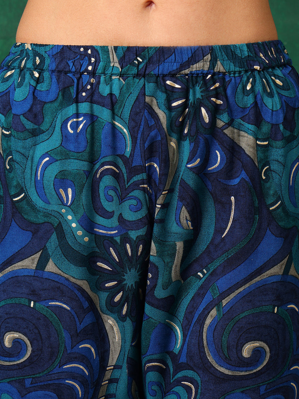 Blue Sequined Embroidered Kurta Set with Pant and Dupatta