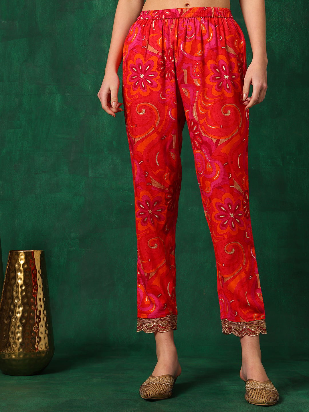 Pink Sequined Embroidered Kurta Set with Pant and Dupatta