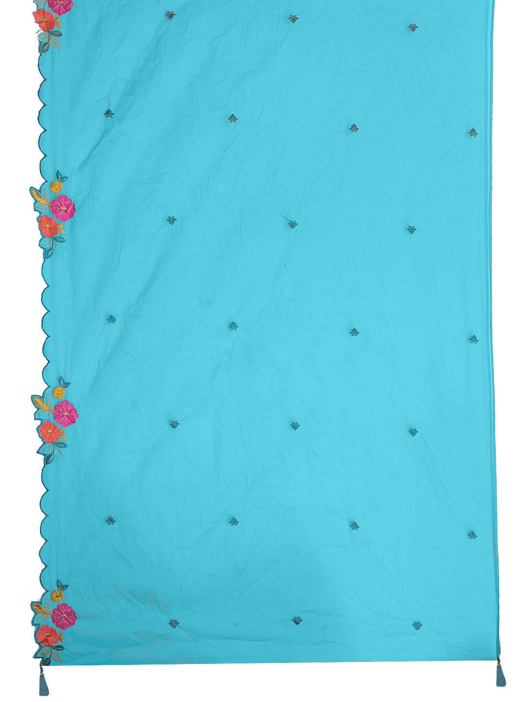 Blue Hand & Machine Embroidered Kurta Set with Embroidered Dupatta