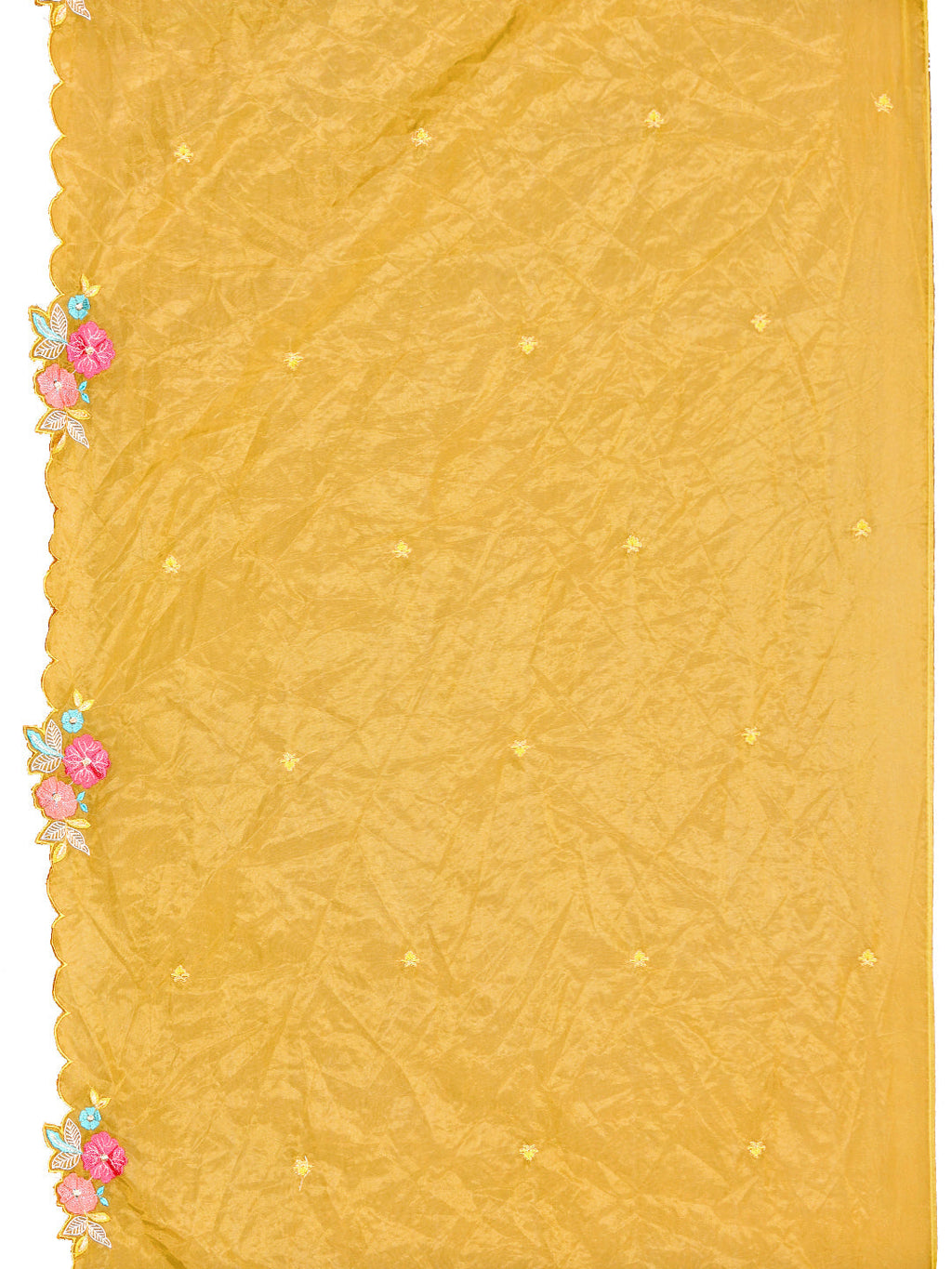 Yellow Hand and Machine Embroidered Kurta Set with Dupatta