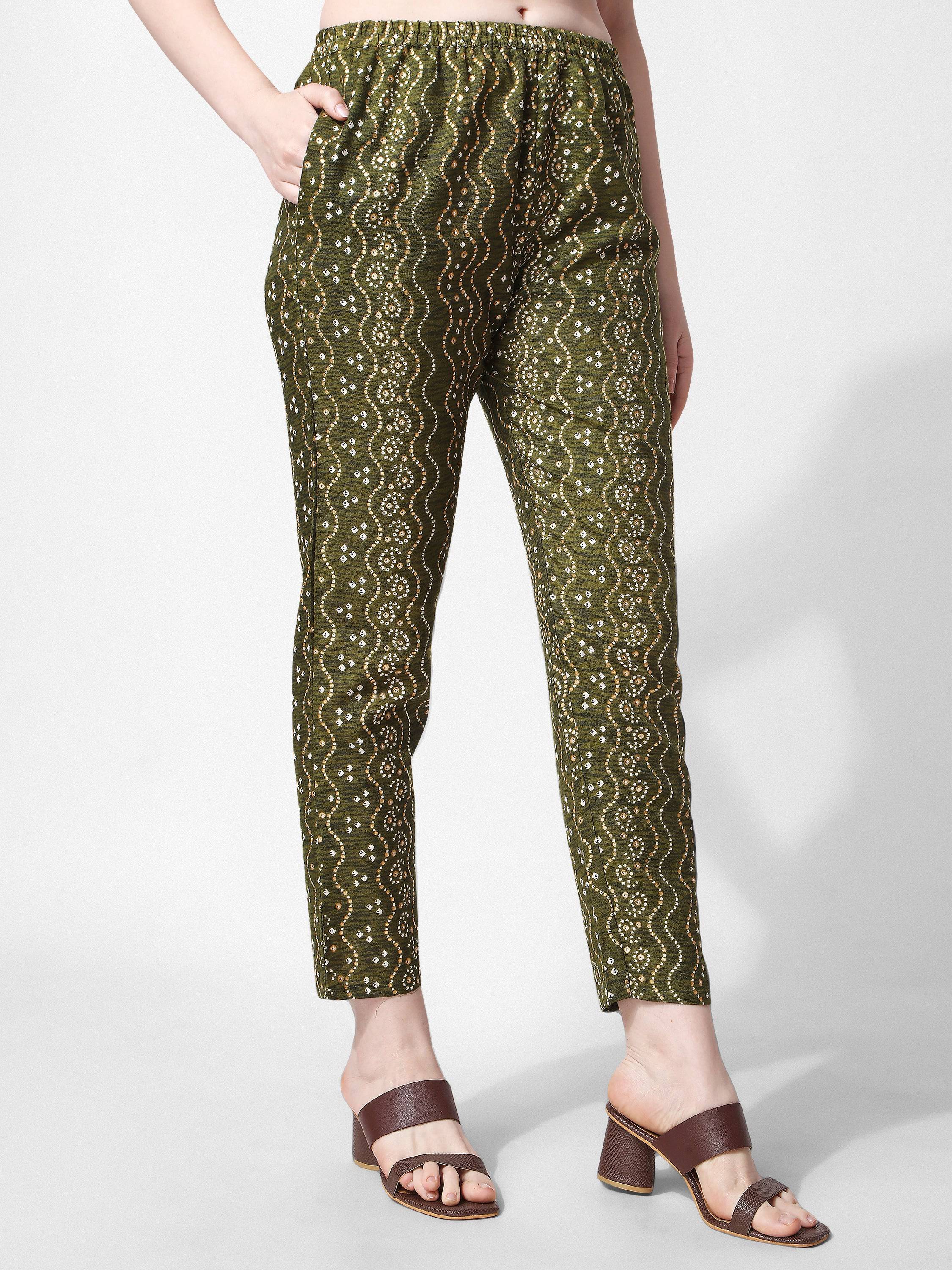 Green Nayra Cut Bandhani Printed Embroidered Kurta Pant Set