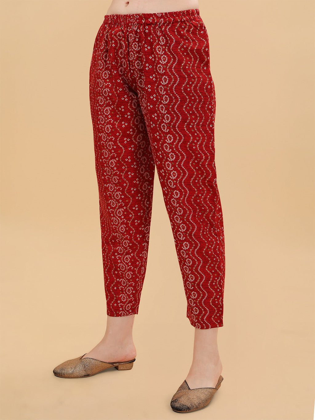 Nayra Cut Bandhani Printed & Embroidered Kurta With Pant Set