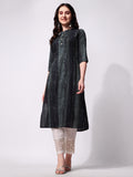 Multicolor Shibori printed rayon casual kurti with 3/4th sleeves
