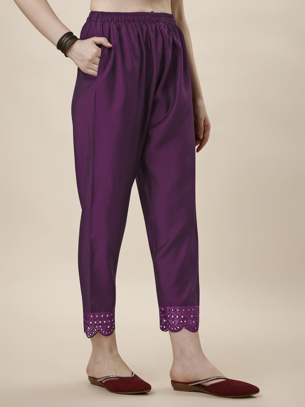 Multicolor Mirror Embroidered Kurta with Pant and Dupatta Set