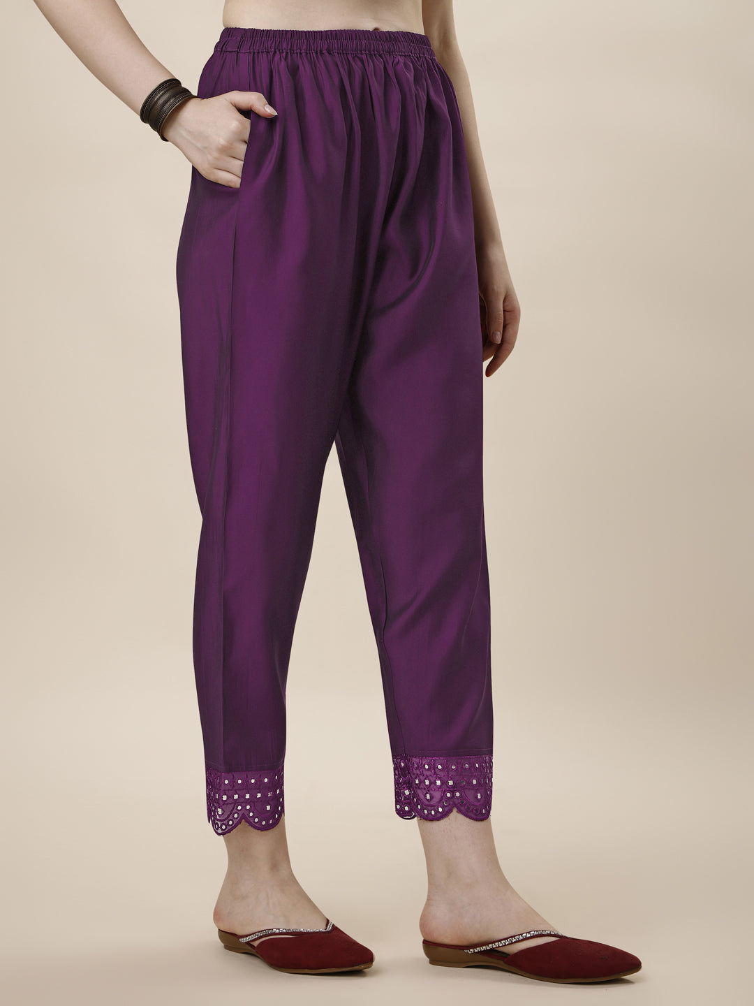 Multicolor Mirror Embroidered Kurta with Pant and Dupatta Set