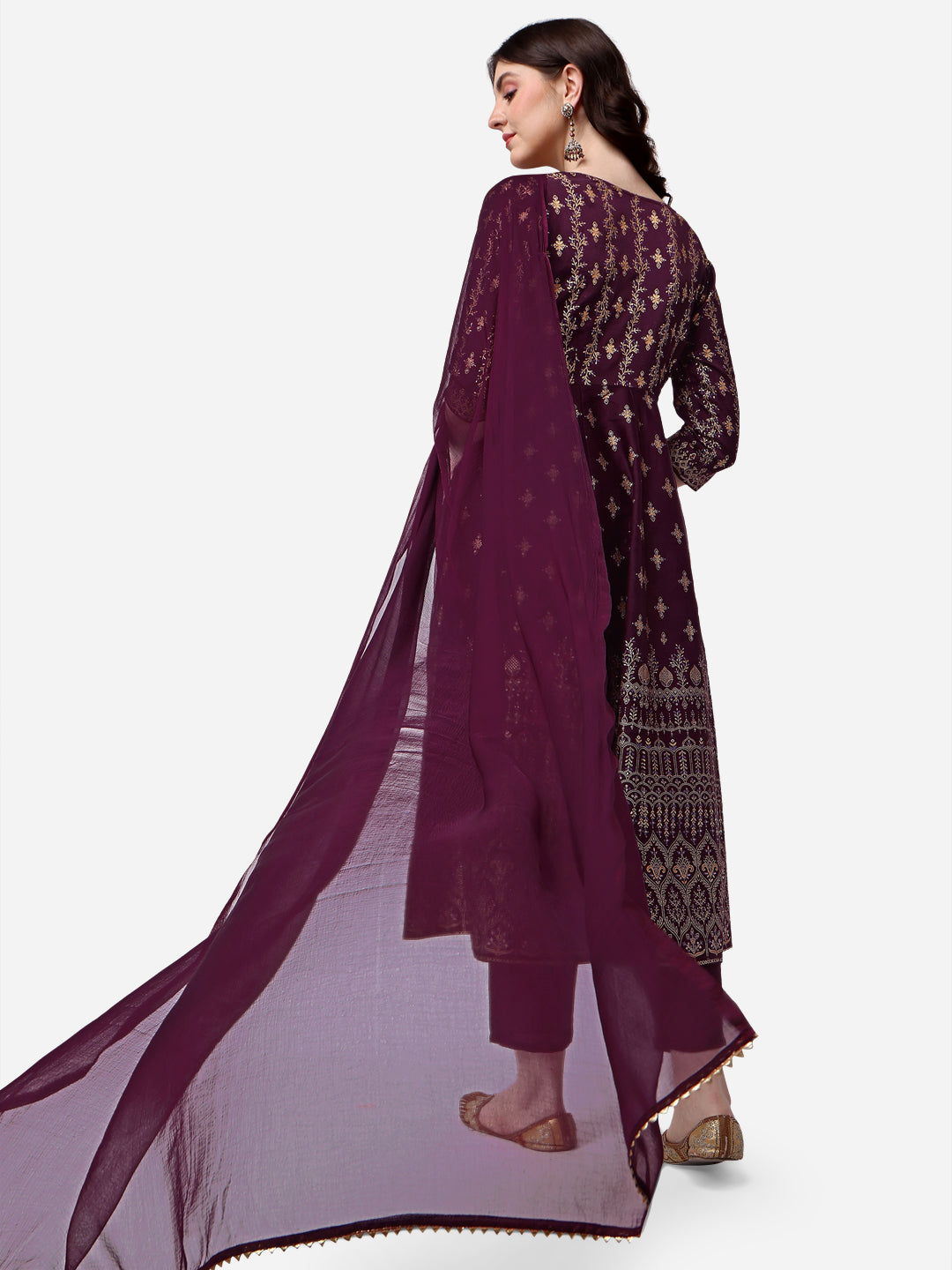 Multicolor Printed Anarkali Kurta Set with Dupatta