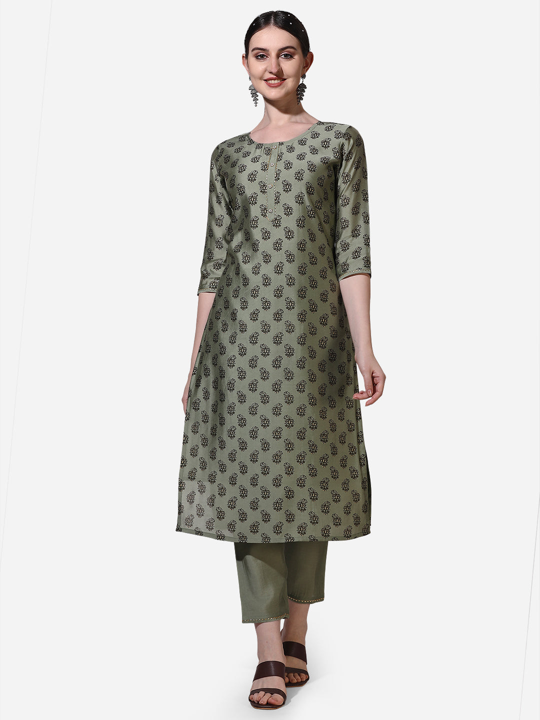 Multicolor Floral Printed Kurta Set with Pant and Dupatta