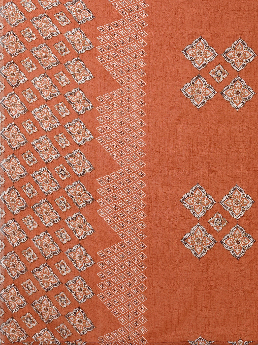 Floral Printed Rust Kurta with Pant and Dupatta Set