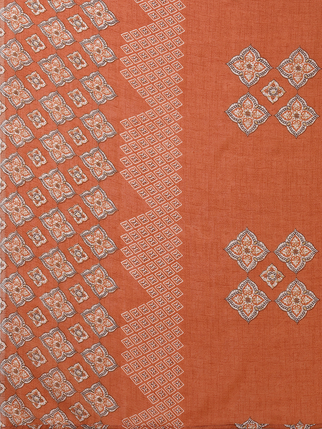 Floral Printed Rust Kurta with Pant and Dupatta Set
