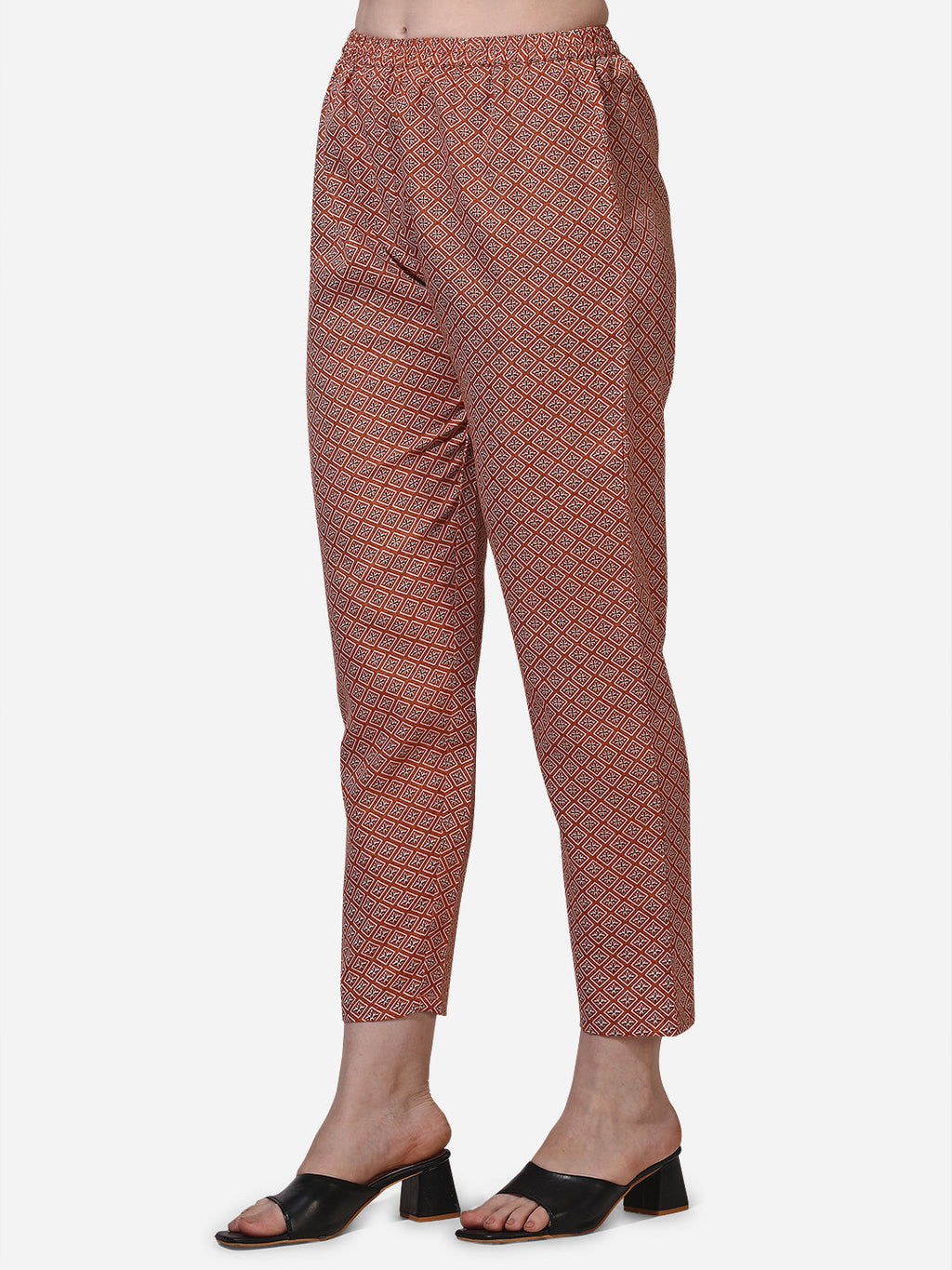 Floral Printed Rust Kurta with Pant and Dupatta Set