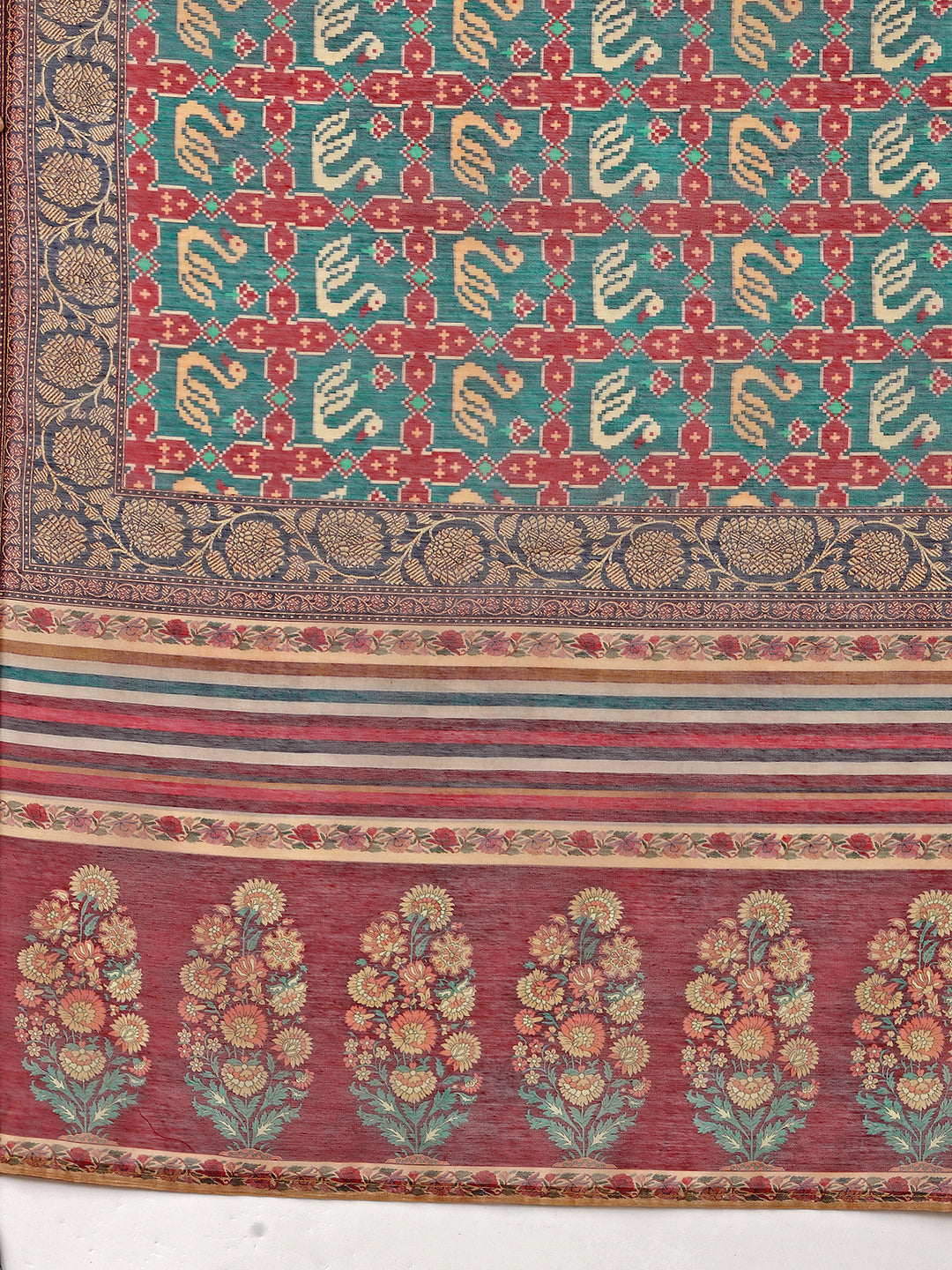 Printed and Hand Embroidered Rayon Kurta Pant Set with Dupatta